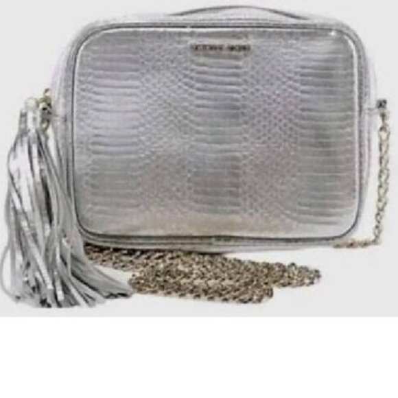 Victoria's Secret Handbags - BNWT Victoria's Secret Fashion Show Silver Faux Snakeskin Chain Tassel (OS)